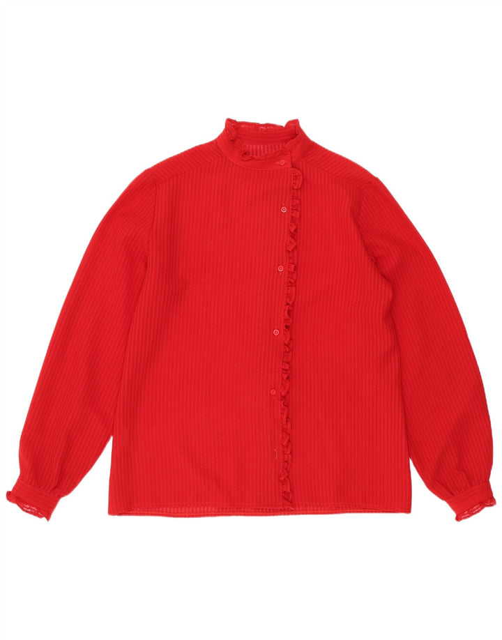 Vintage Womens Shirt Blouse UK 14 Medium Red Striped