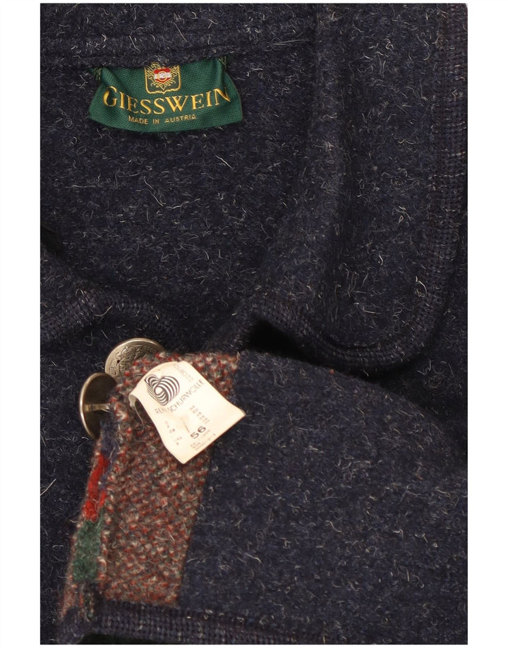 Giesswein Mens 5 Button Blazer Jacket EU 56 3XL Navy Blue Fair Isle Wool