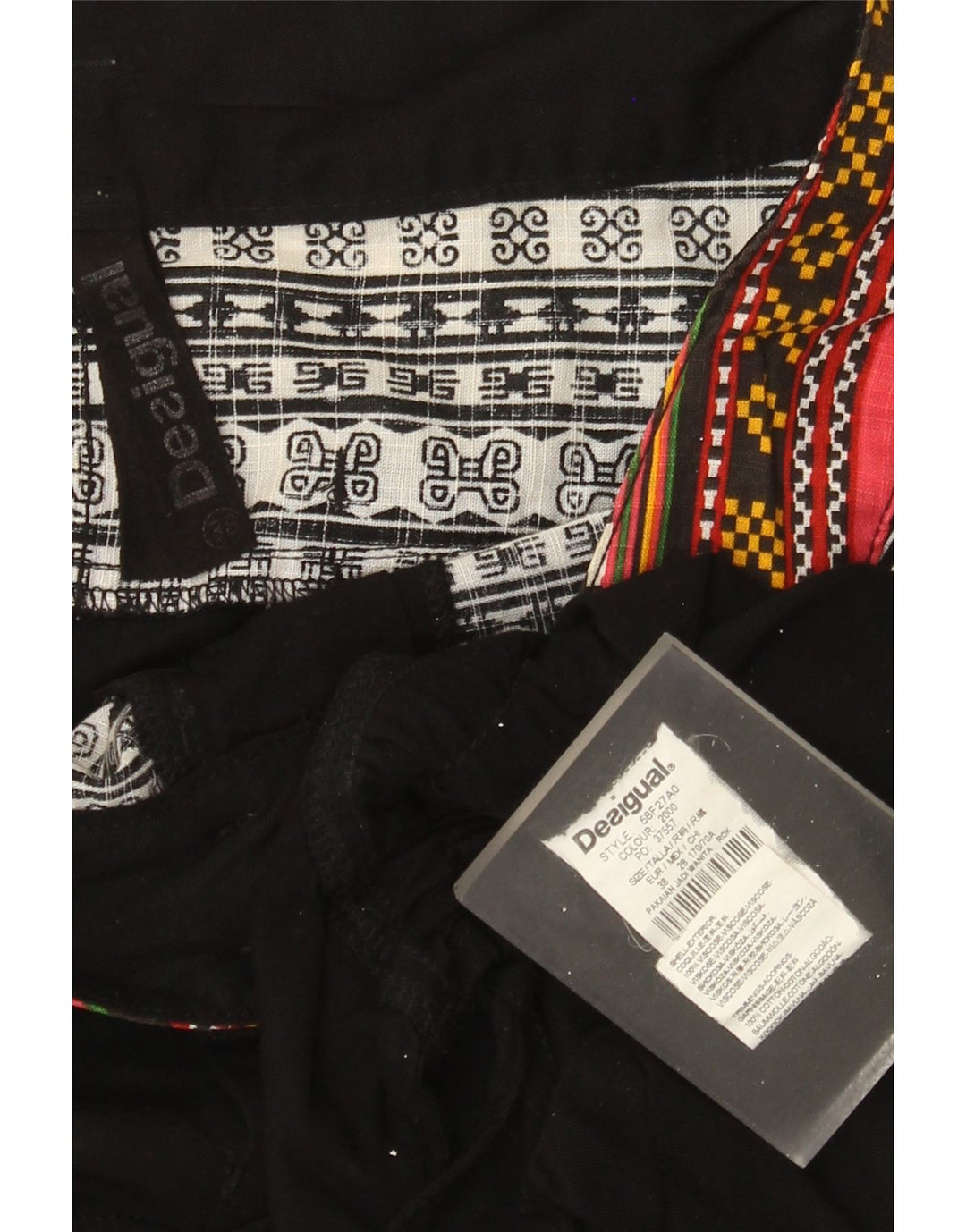 Desigual Gonna a trapezio grafica da donna EU 38 Media W30 Patchwork nero