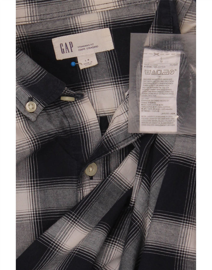 Gap Camicia da uomo con vestibilità standard, grande, in cotone a quadri blu navy