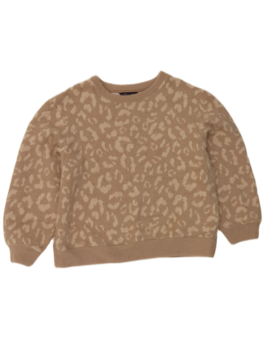 Marks & Spencer Womens Crew Neck Jumper Sweater UK 14 Medium Brown