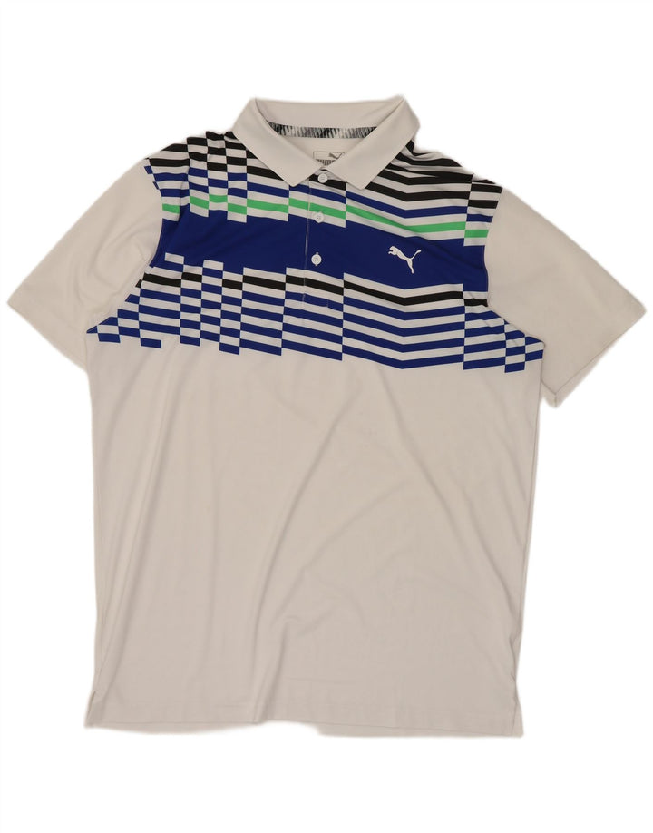 Puma Mens Polo Shirt Medium White Colourblock