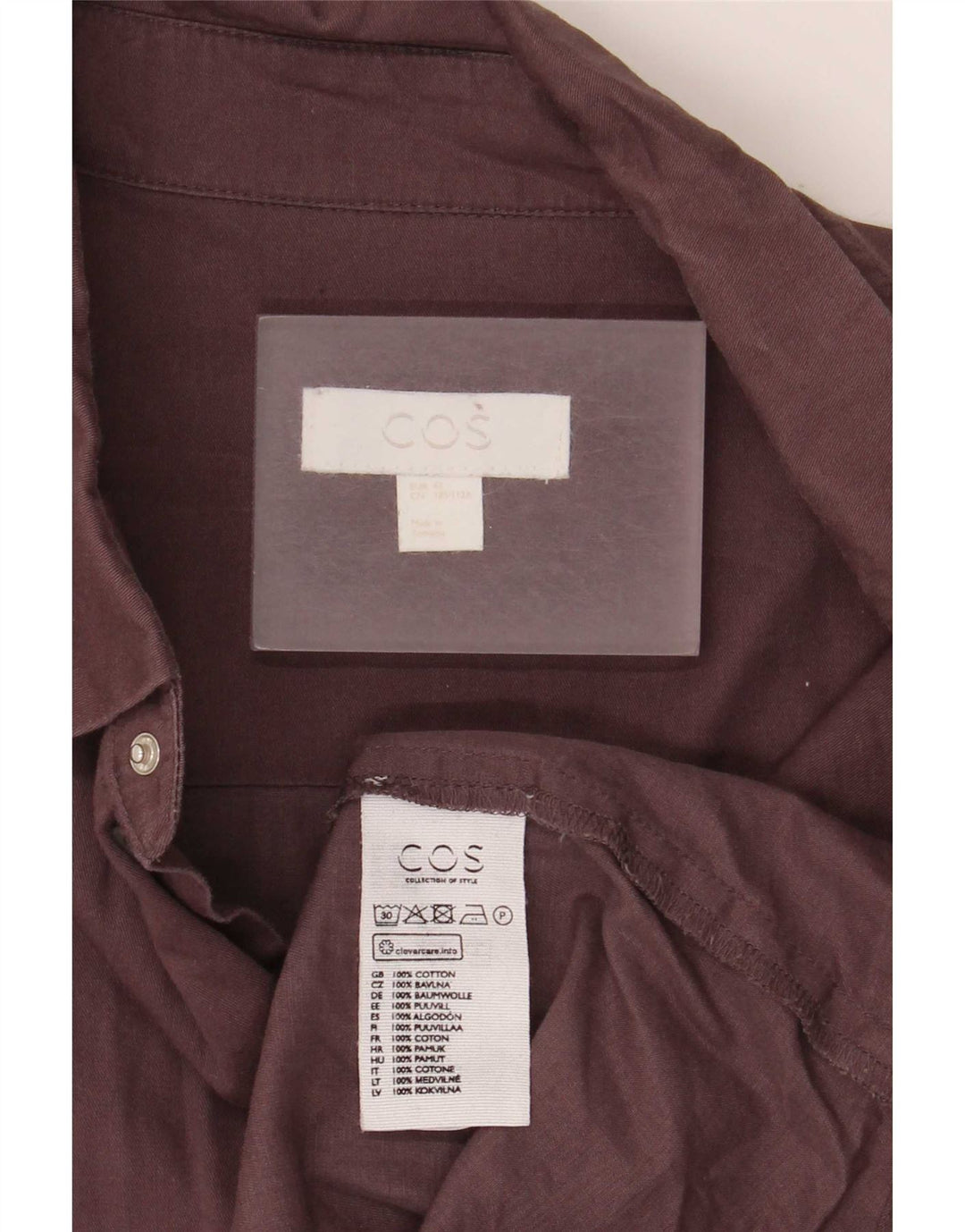 Cos Mens Shirt Size 43 Large Brown Cotton