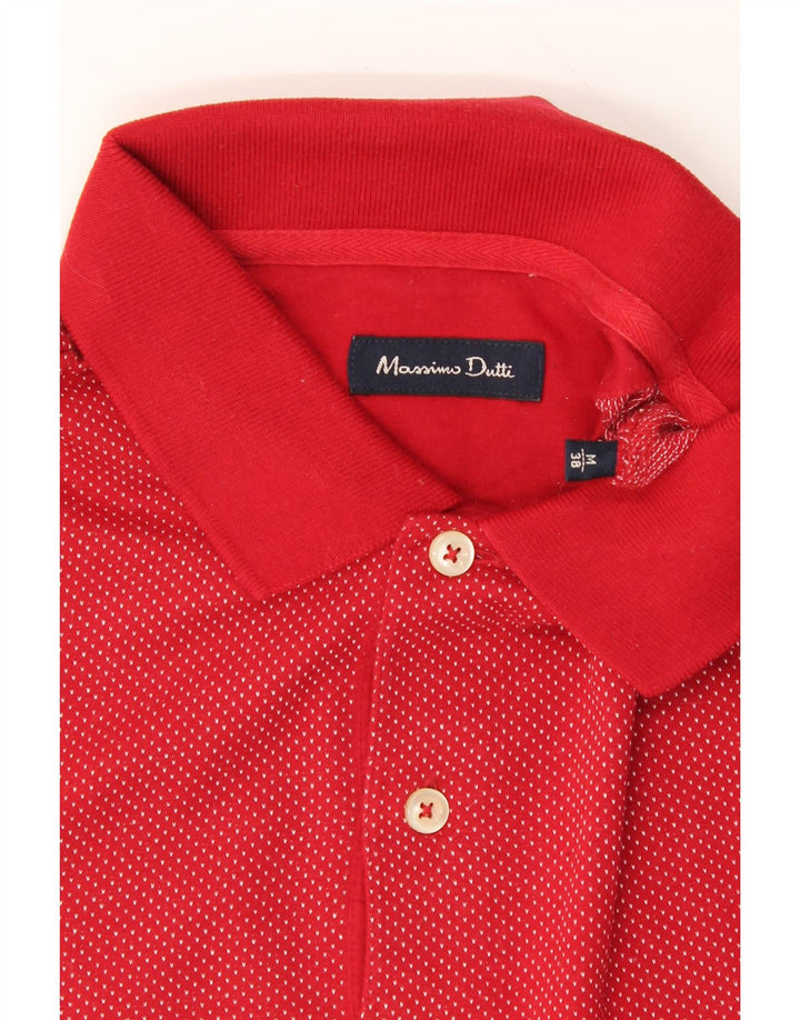 MASSIMO DUTTI Mens Polo Shirt Medium Red Spotted Cotton Vintage Massimo Dutti and Second-Hand Massimo Dutti from Messina Hembry 
