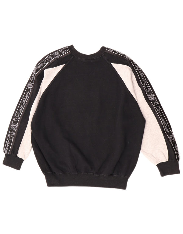 Champion Boys Graphic Sweatshirt Jumper 9-10 Years Medium Black Colourblock