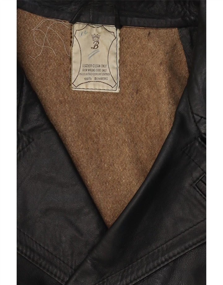 Vintage Mens Leather Jacket UK 38 Medium Black Leather