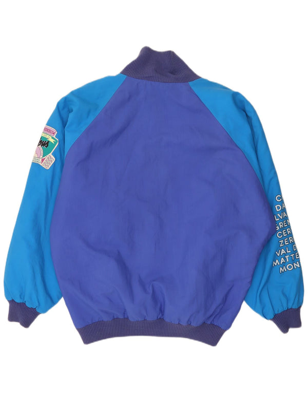 Vintage Herre Loose Fit Grafisk Windbreaker Jacket UK 38 Medium Blue