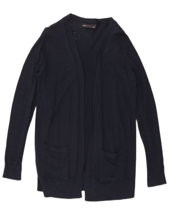 MARKS & SPENCER Womens Open Cardigan Sweater UK 12 Medium Navy Blue Cotton