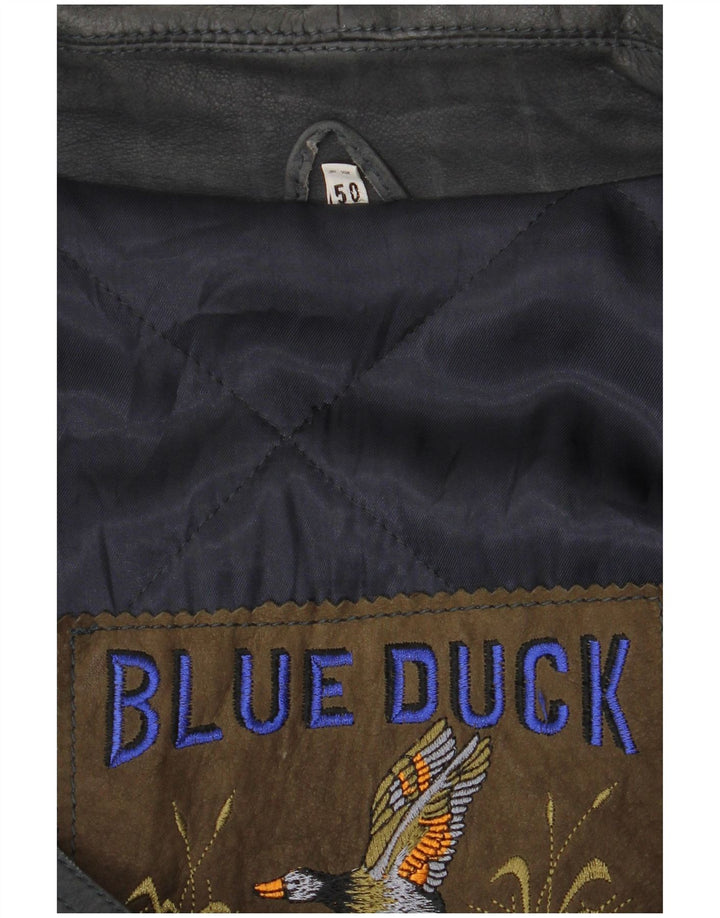 Blue Duck Herren Ledermantel IT 50 Large Marineblau