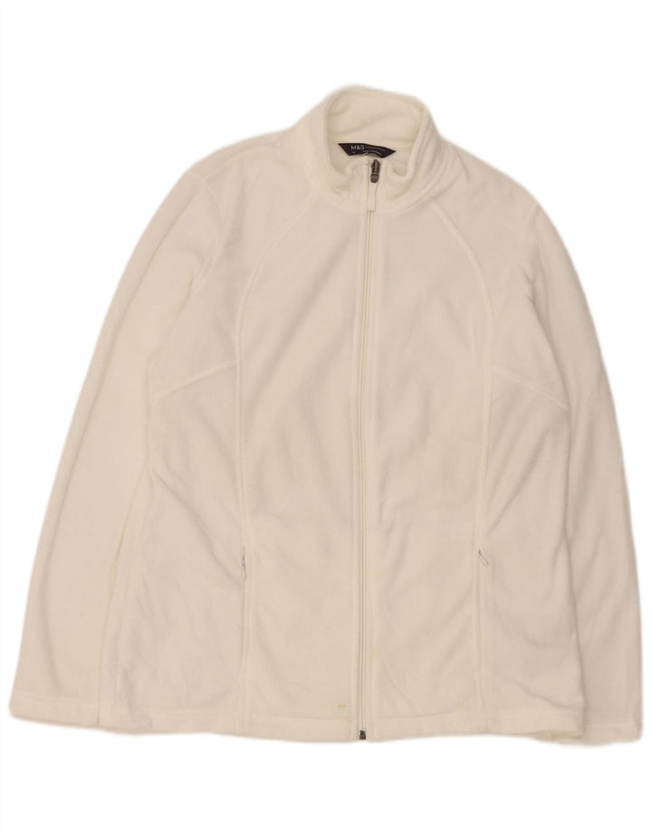 Marks & Spencer Damen Fleecejacke UK 16 Large Weiß Polyester