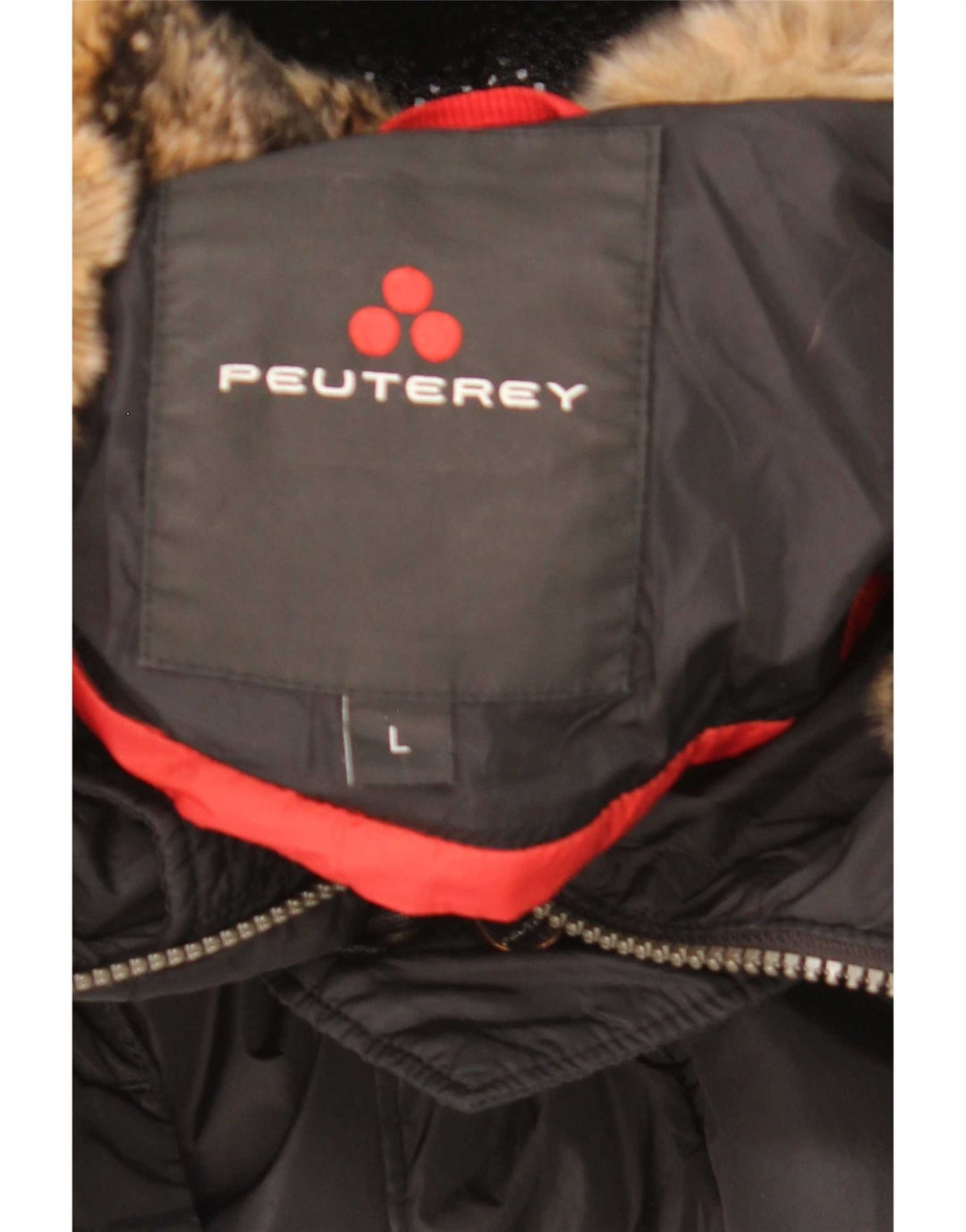 PEUTEREY Mens Hooded Padded Coat UK 40 Large Black Polyester
