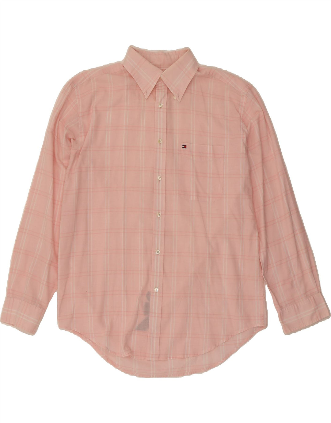 TOMMY HILFIGER Mens Shirt Large Pink Check Cotton Vintage Tommy Hilfiger and Second-Hand Tommy Hilfiger from Messina Hembry 