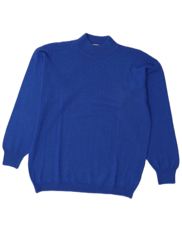 Paolo Ottaviani Mens Turtle Neck Jumper Sweater Medium Blue Wool