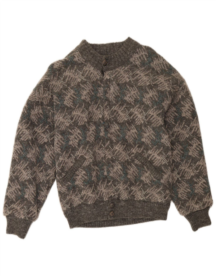 Vintage Mens Cardigan Sweater IT 48 Medium Grey Geometric