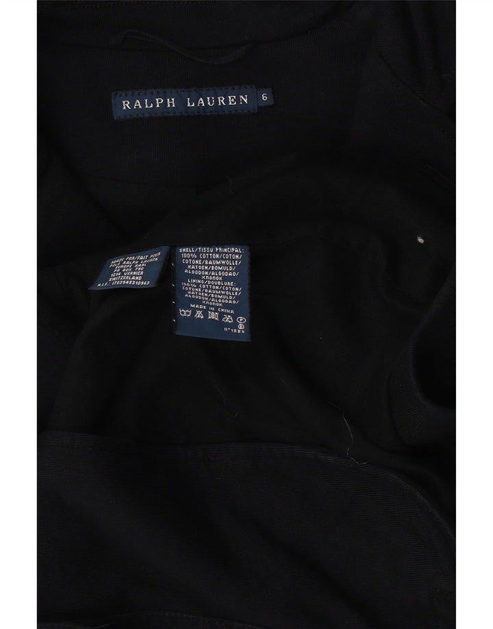 Ralph Lauren Womens 3 Button Blazer Jacket US 6 Medium Black Cotton