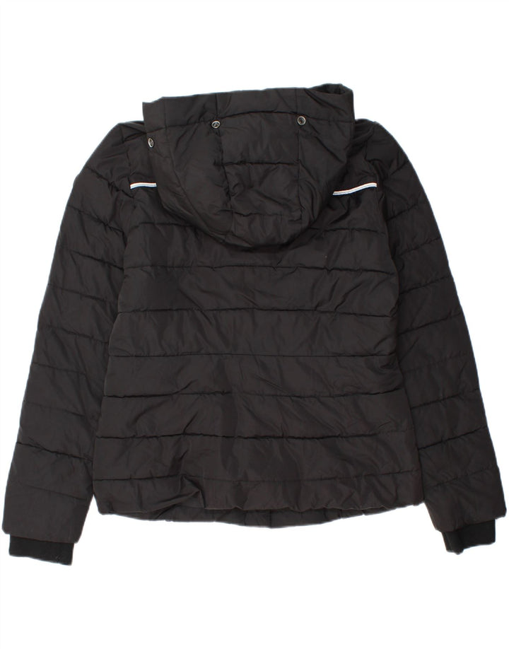 Superdry Womens Hooded Padded Jacket UK 14 Medium Black Polyester