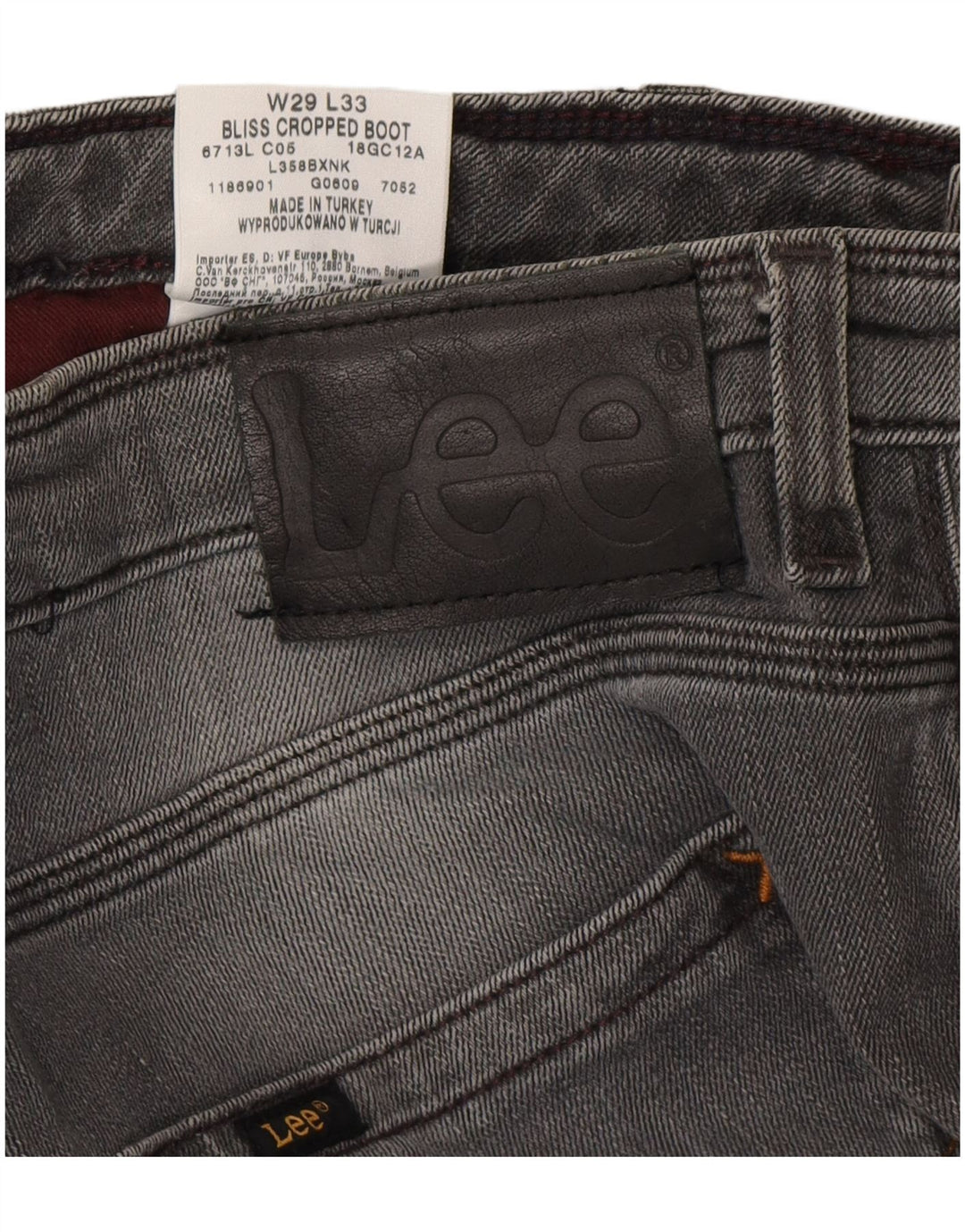 LEE Womens Bliss Crop Bootcut Jeans W29 L28  Grey Cotton