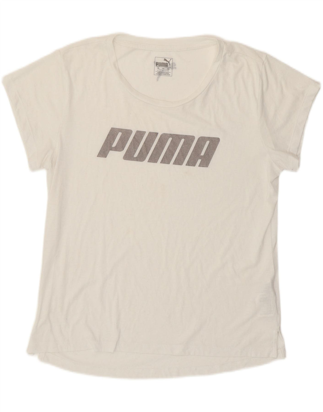 PUMA Womens Graphic T-Shirt Top UK 14 Medium White Polyester Vintage Puma and Second-Hand Puma from Messina Hembry 