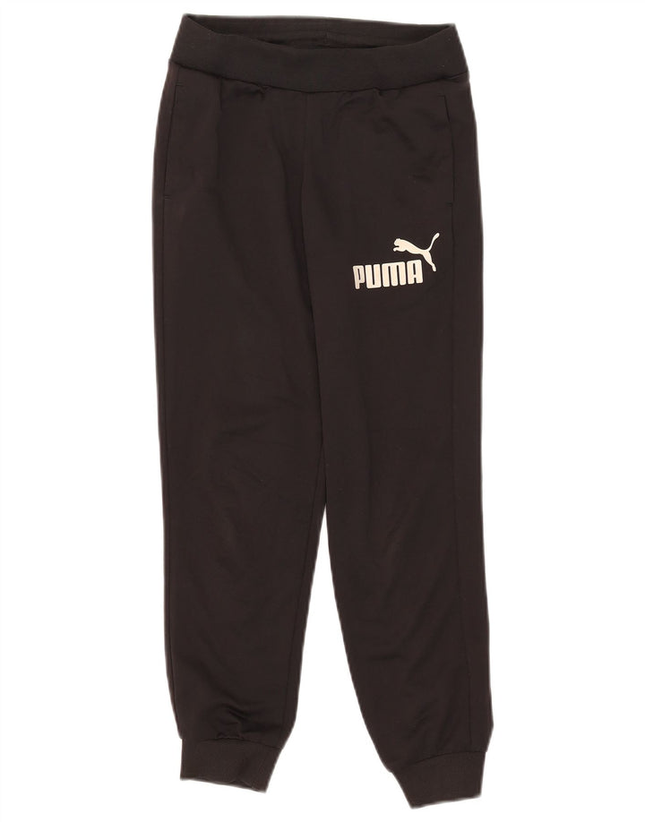 Puma Boys Graphic Tracksuit Trousers Joggers 9-10 Years Black Polyester