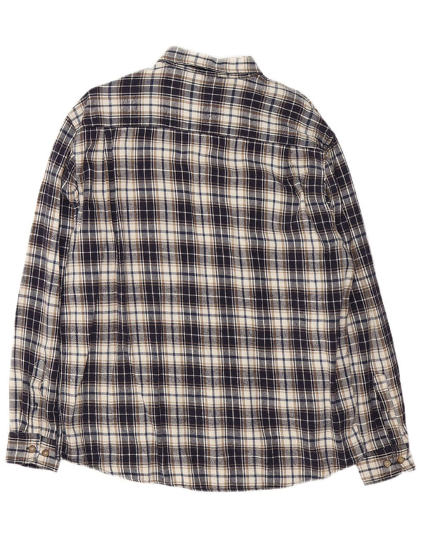 vintage Chemise en flanelle homme XL Bleu Marine Check Coton