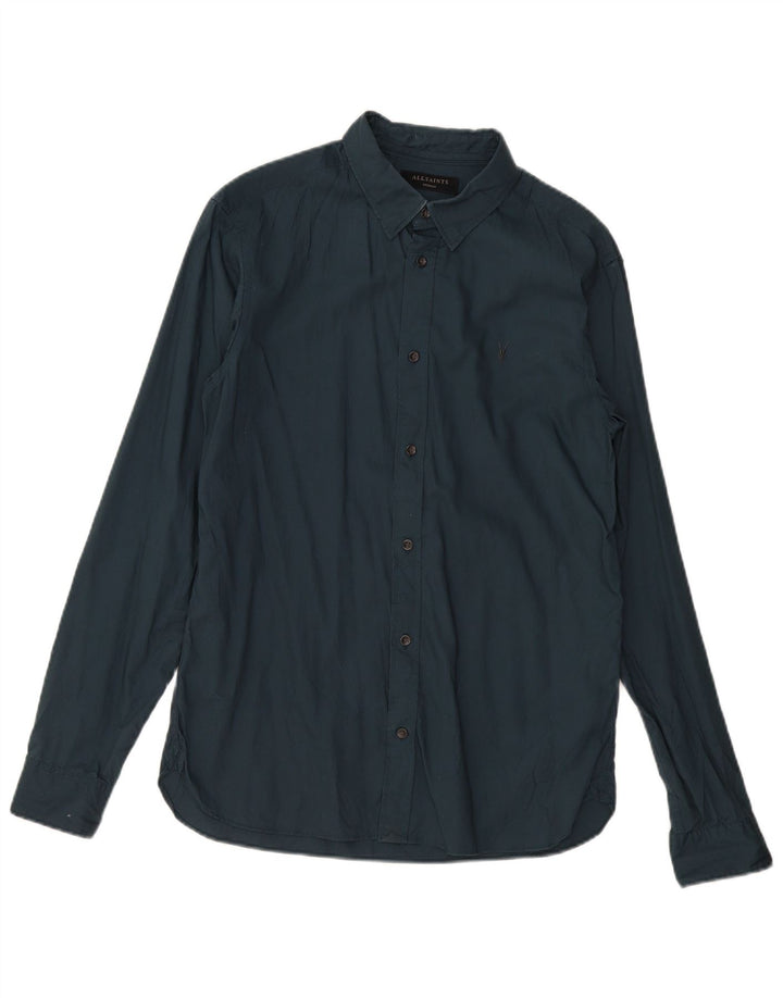 All Saints Mens Shirt Medium Navy Blue Cotton