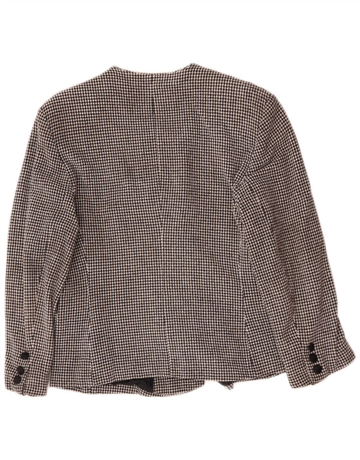 Vintage mujer doble pecho Blazer chaqueta Reino Unido 14 mediano negro Houndstooth
