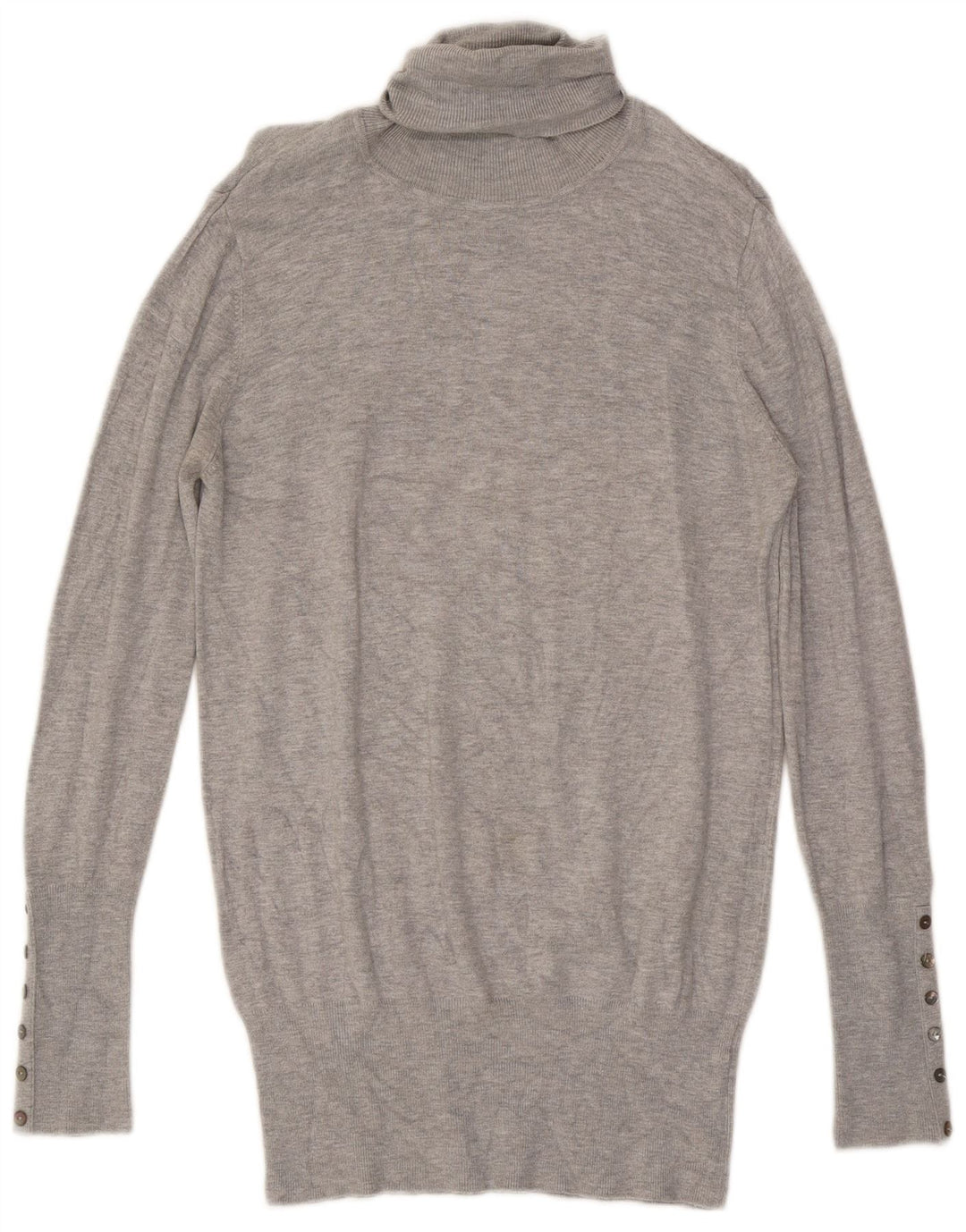 Zara Womens Roll Neck Jumper Sweater UK 14 Large Grey Rayon