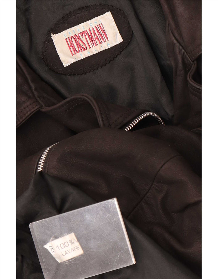 Vintage Womens Leather Jacket UK 20 2XL Brown