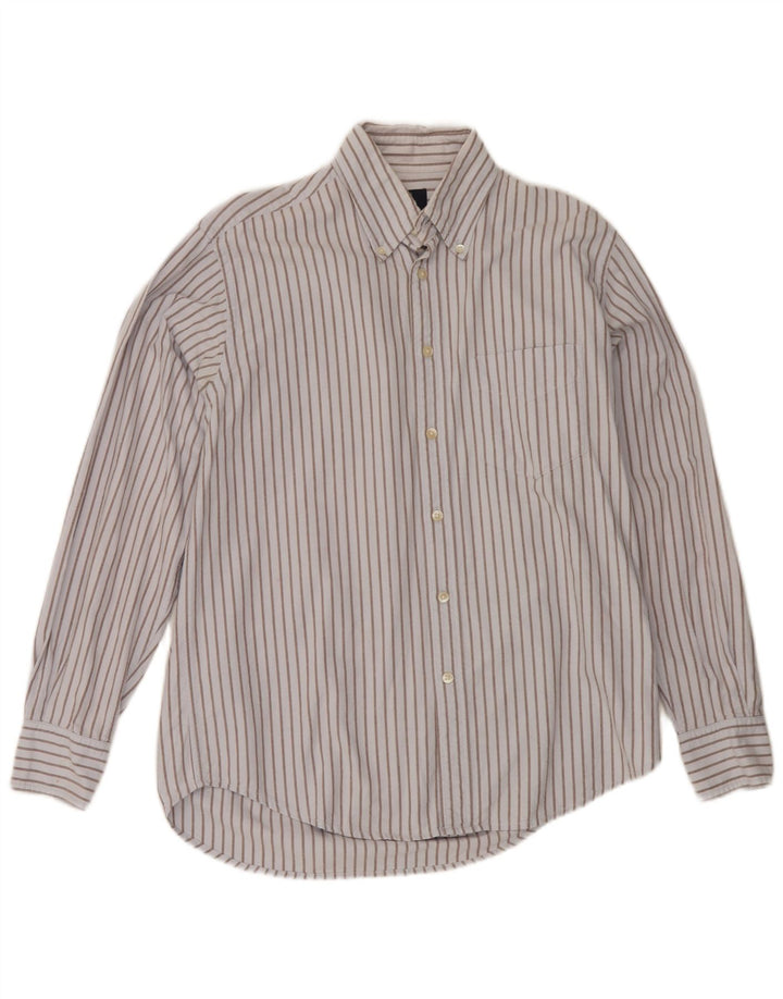 Boggi Mens Shirt Medium Blue Striped Cotton