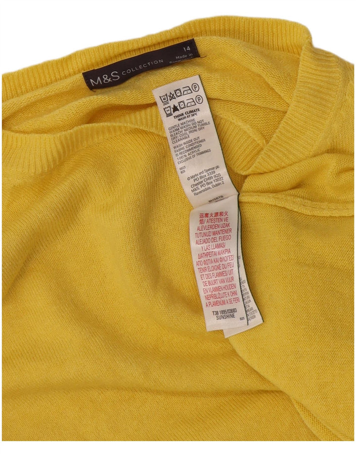 Marks & Spencer Womens Boat Neck Jumper Sweater UK 14 Medium Yellow