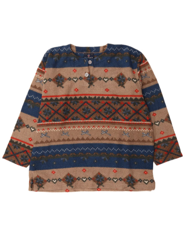 Vintage fleecetrøje til mænd Stor flerfarvet Fair Isle Polyester