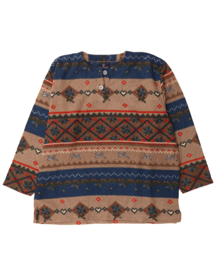 Maglione in pile vintage da uomo grande poliestere Fair Isle multicolore