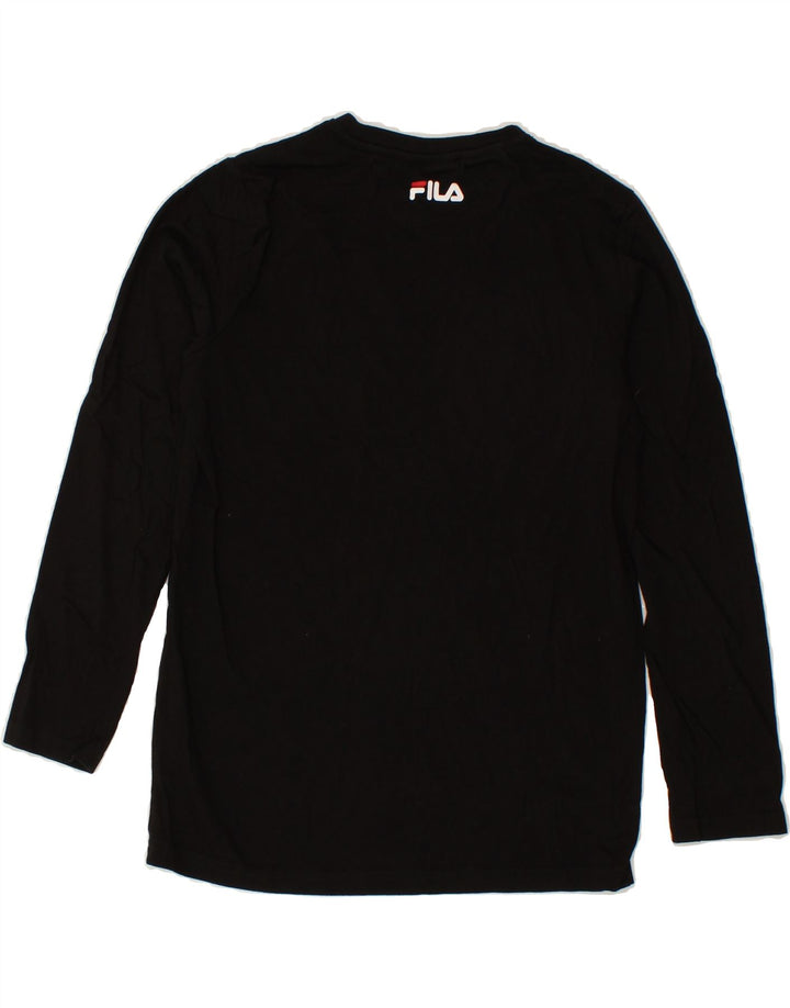 FILA Boys Graphic Top Long Sleeve 13-14 Years Black Vintage Fila and Second-Hand Fila from Messina Hembry 