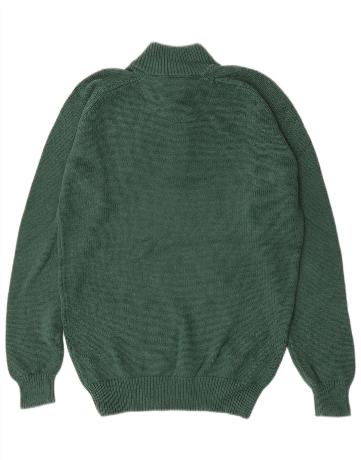 Massimo Dutti Herre Button Neck Jumper Sweater Stor Grøn Bomuld