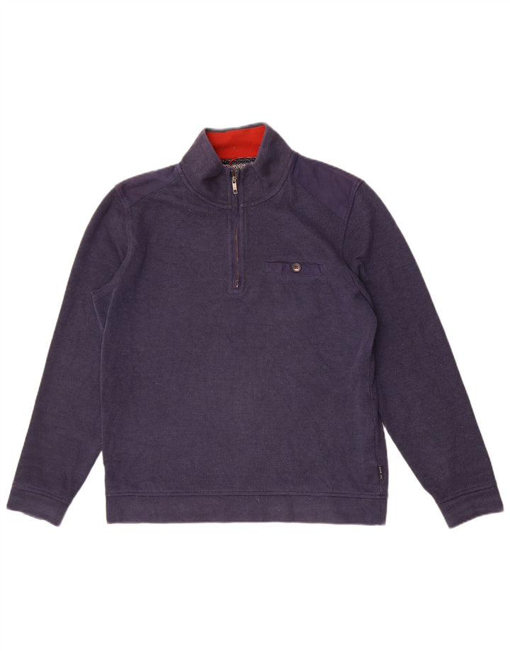 Ted Baker Mens Zip Neck Sweatshirt Jumper Size 3 Medium Navy Blue