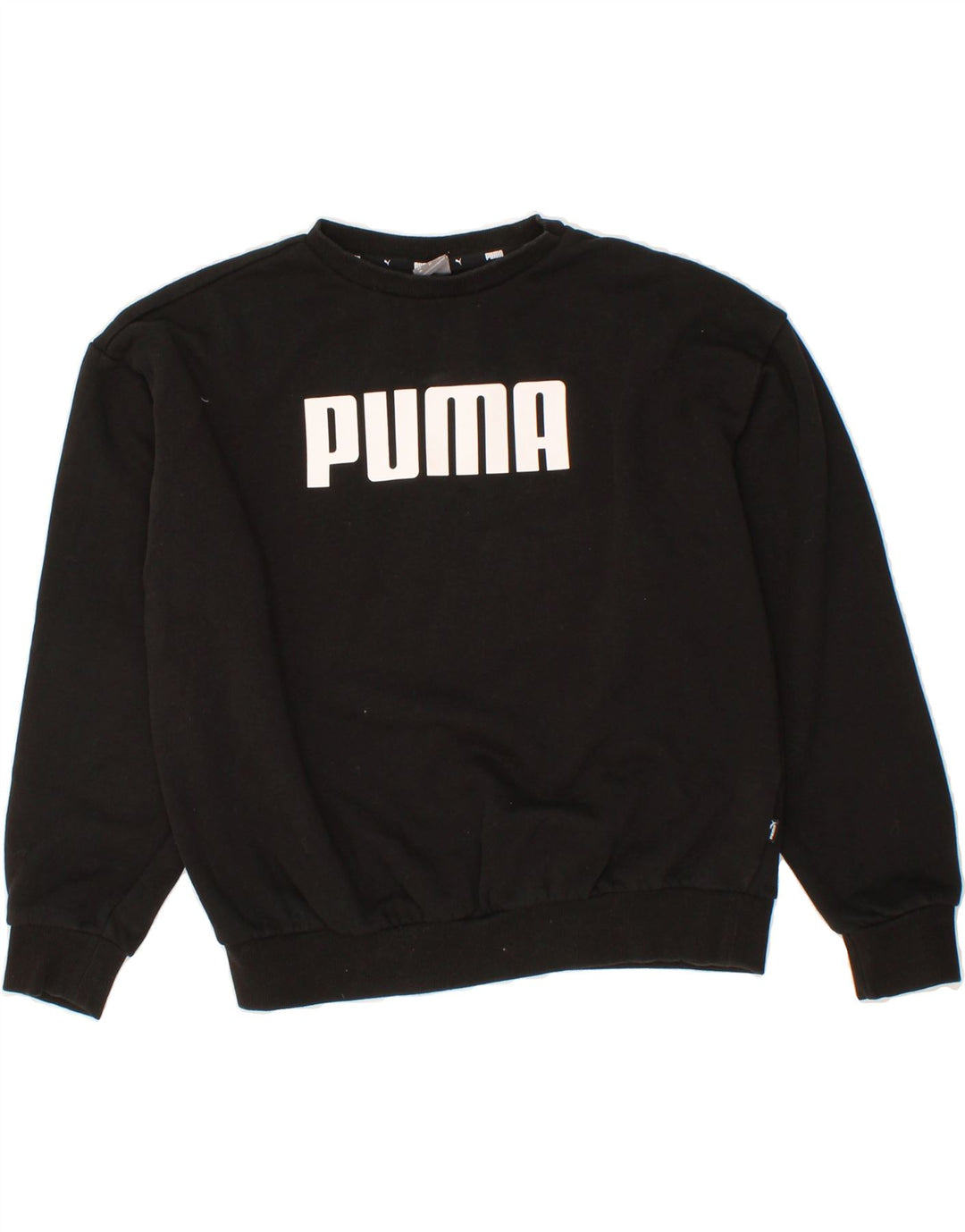 PUMA Womens Oversized Graphic Sweatshirt Jumper UK 14 Medium Black Cotton Vintage Puma and Second-Hand Puma from Messina Hembry 