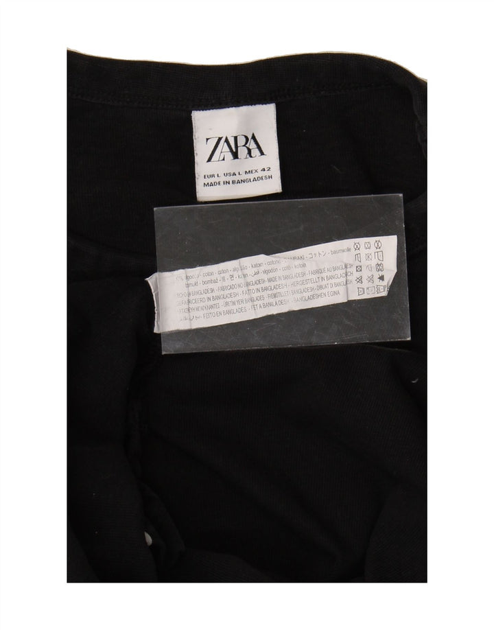 ZARA Mens Top Long Sleeve Large Black Cotton Vintage Zara and Second-Hand Zara from Messina Hembry 
