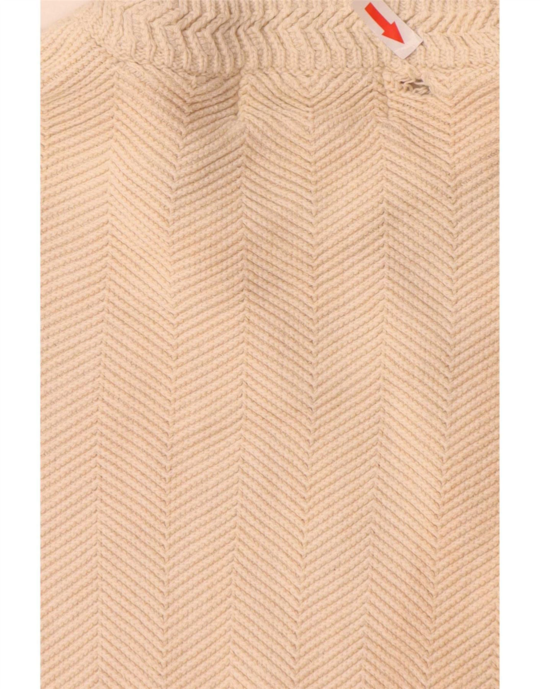 Chaps Mens Crew Neck Jumper Sweater XL Beige Herringbone Cotton