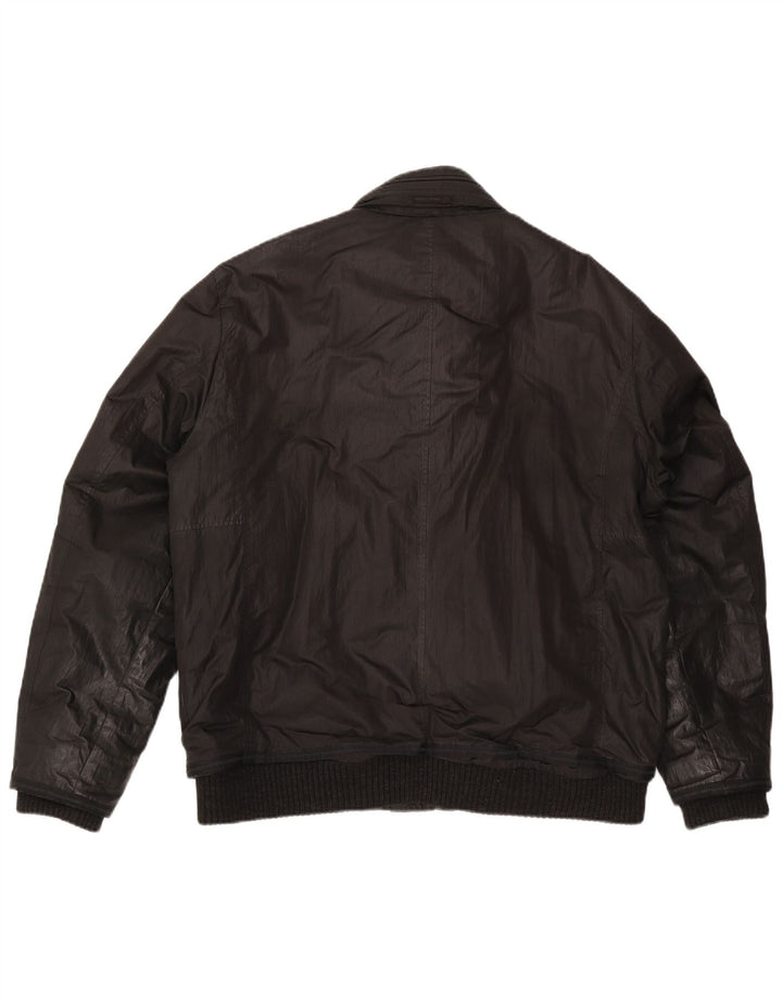 Milestone Mens Hooded Bomber Jacket UK 44 2XL Black Polyester