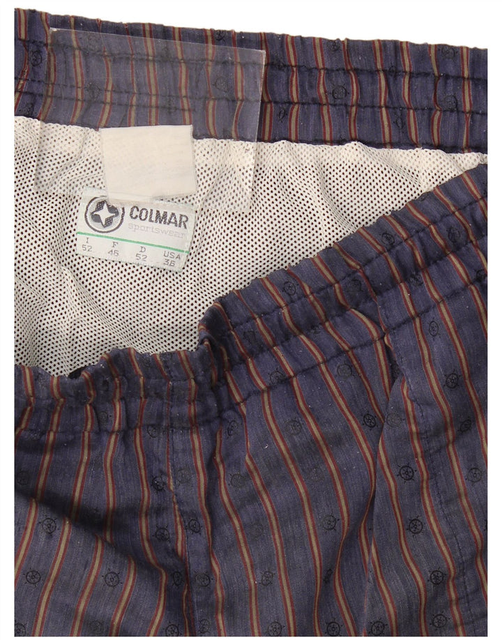 COLMAR Mens Swimming Shorts IT 52 Large  Navy Blue Striped