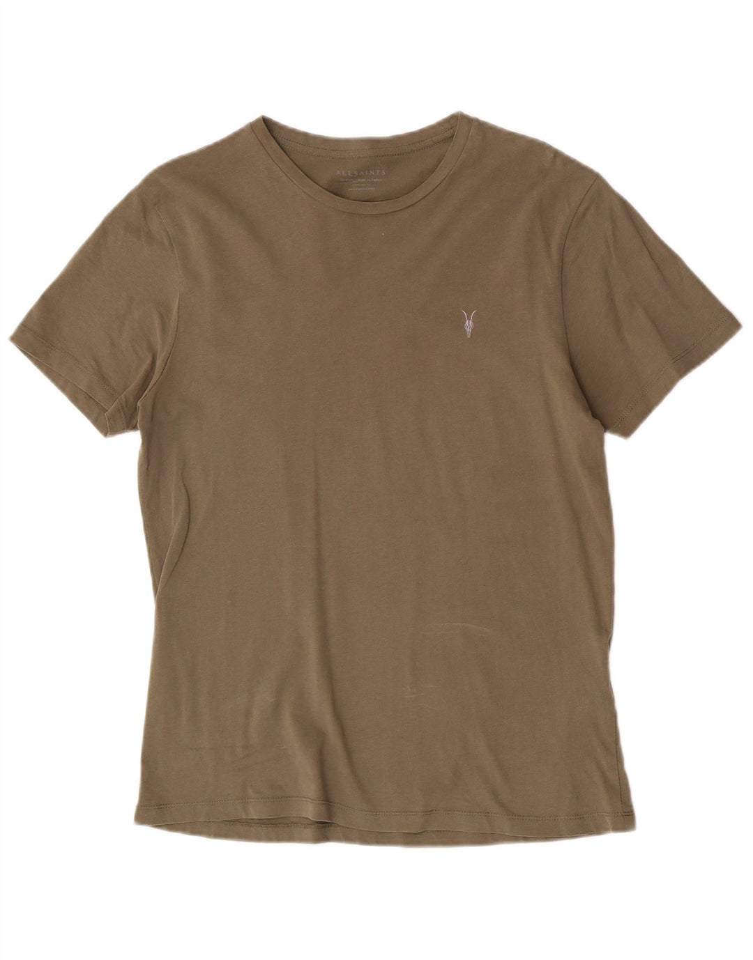 All Saints Mens Regular Fit T-Shirt Top Medium Green Cotton