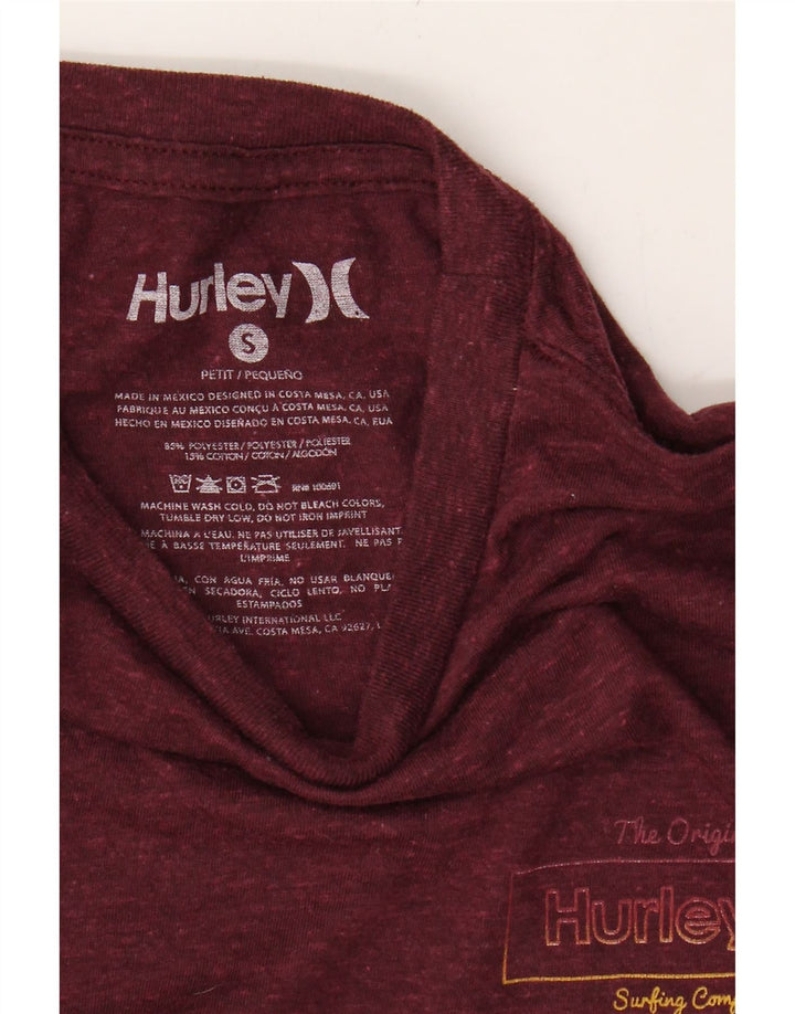 HURLEY Mens Petit T-Shirt Top Small Burgundy Polyester Vintage Hurley and Second-Hand Hurley from Messina Hembry 