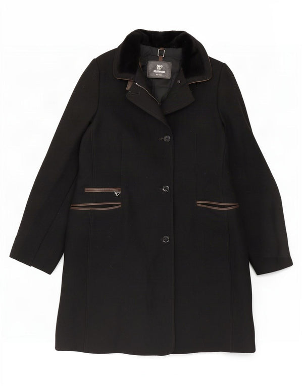 Mabrun Damen Mantel IT 48 XL Schwarze Schurwolle