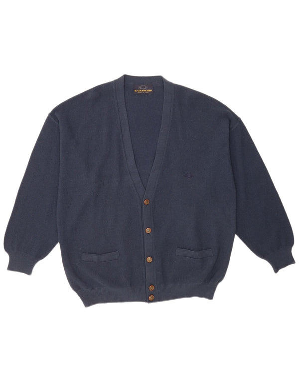 Il Granchio Homme Cardigan Pull Large Bleu Marine Laine