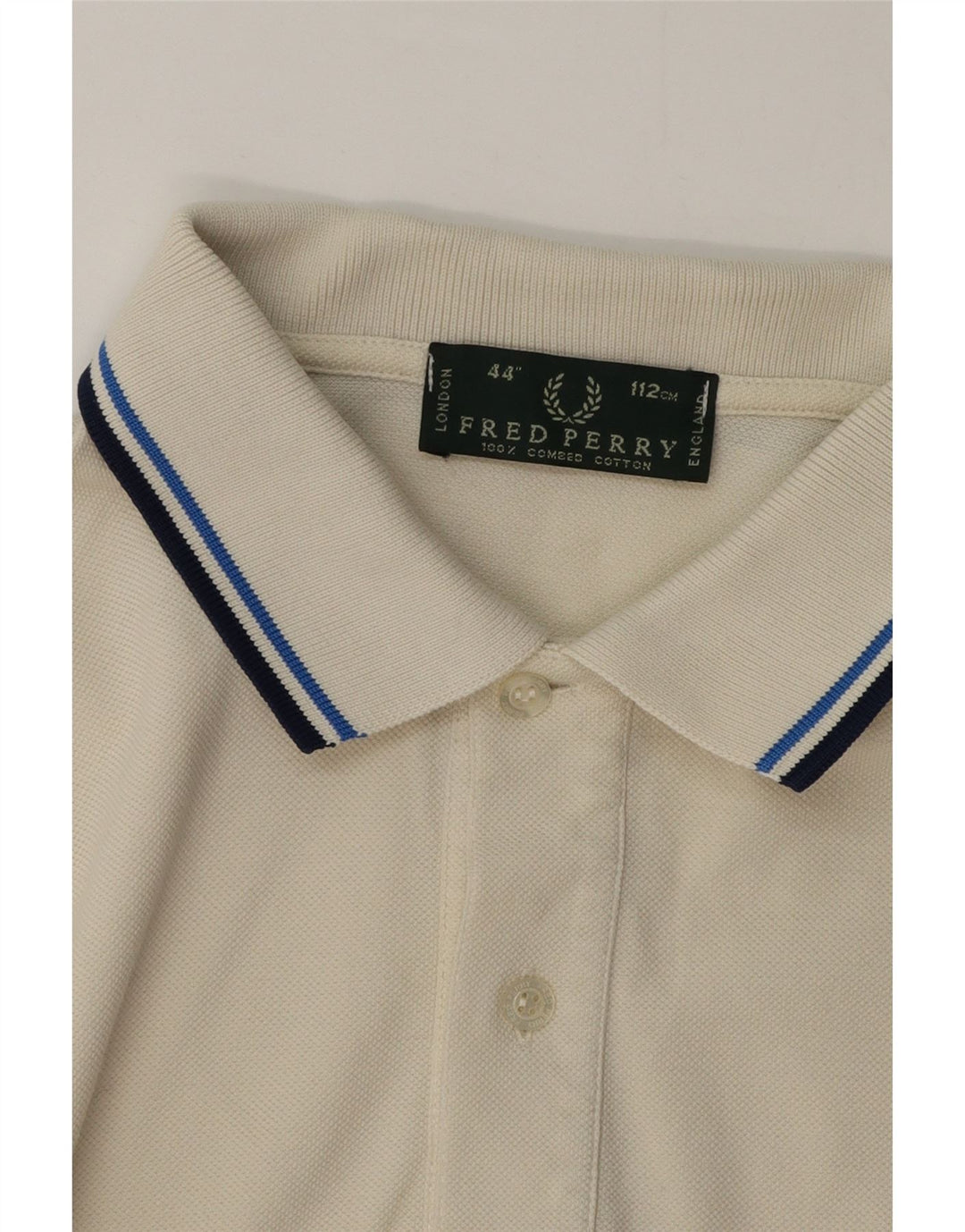 Fred Perry Mens Polo Shirt Medium White Striped Cotton