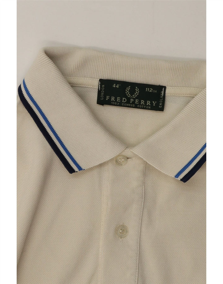 Fred Perry Mens Polo Shirt Medium White Striped Cotton