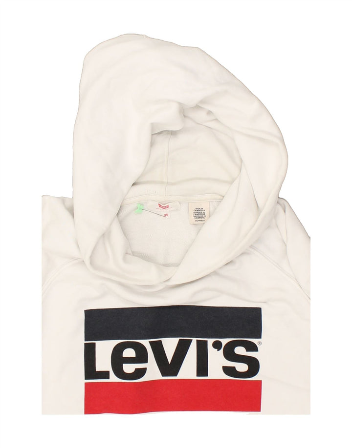 LEVI'S Mens Graphic Hoodie Jumper XS White Cotton | Vintage Levi's | Thrift | Second-Hand Levi's | Used Clothing | Messina Hembry 
