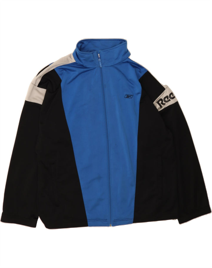REEBOK Mens Loose Fit Graphic Tracksuit Top Jacket Medium Blue Colourblock Vintage Reebok and Second-Hand Reebok from Messina Hembry 