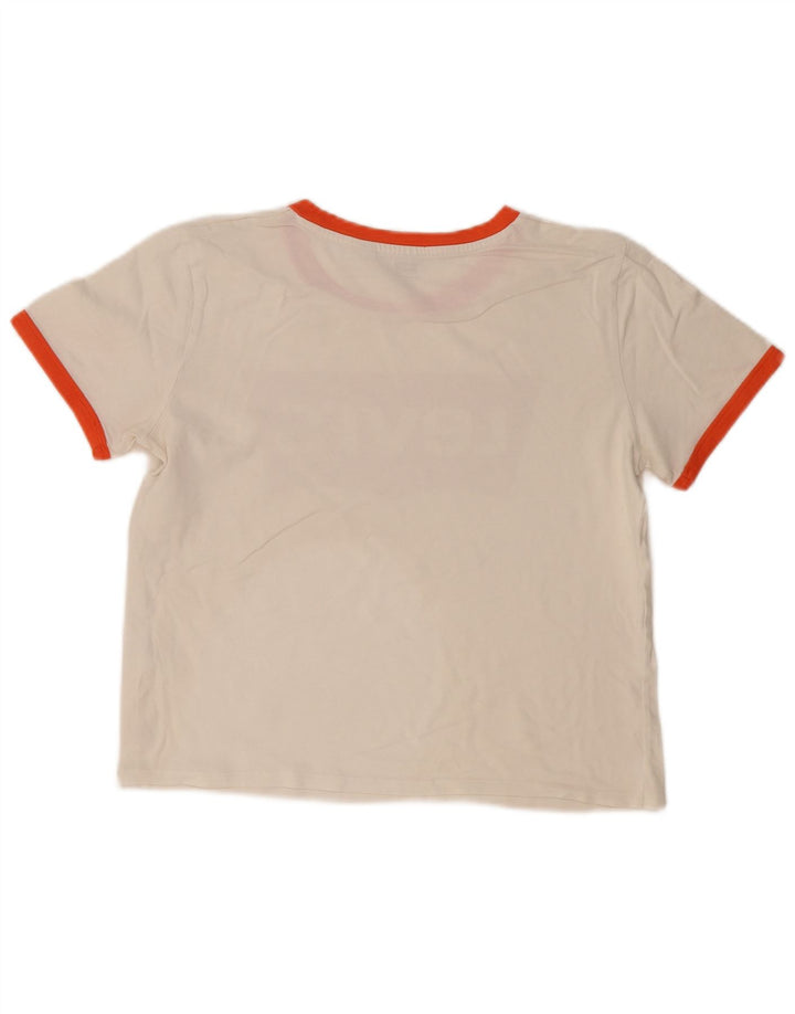 Levi's Womens Crop Graphic T-Shirt Top UK 14 Medium White