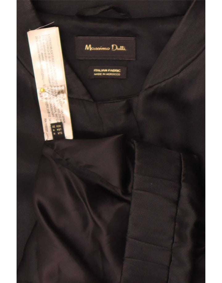 Massimo Dutti Womens Bomber Jacket UK 38 Medium Black Acetate